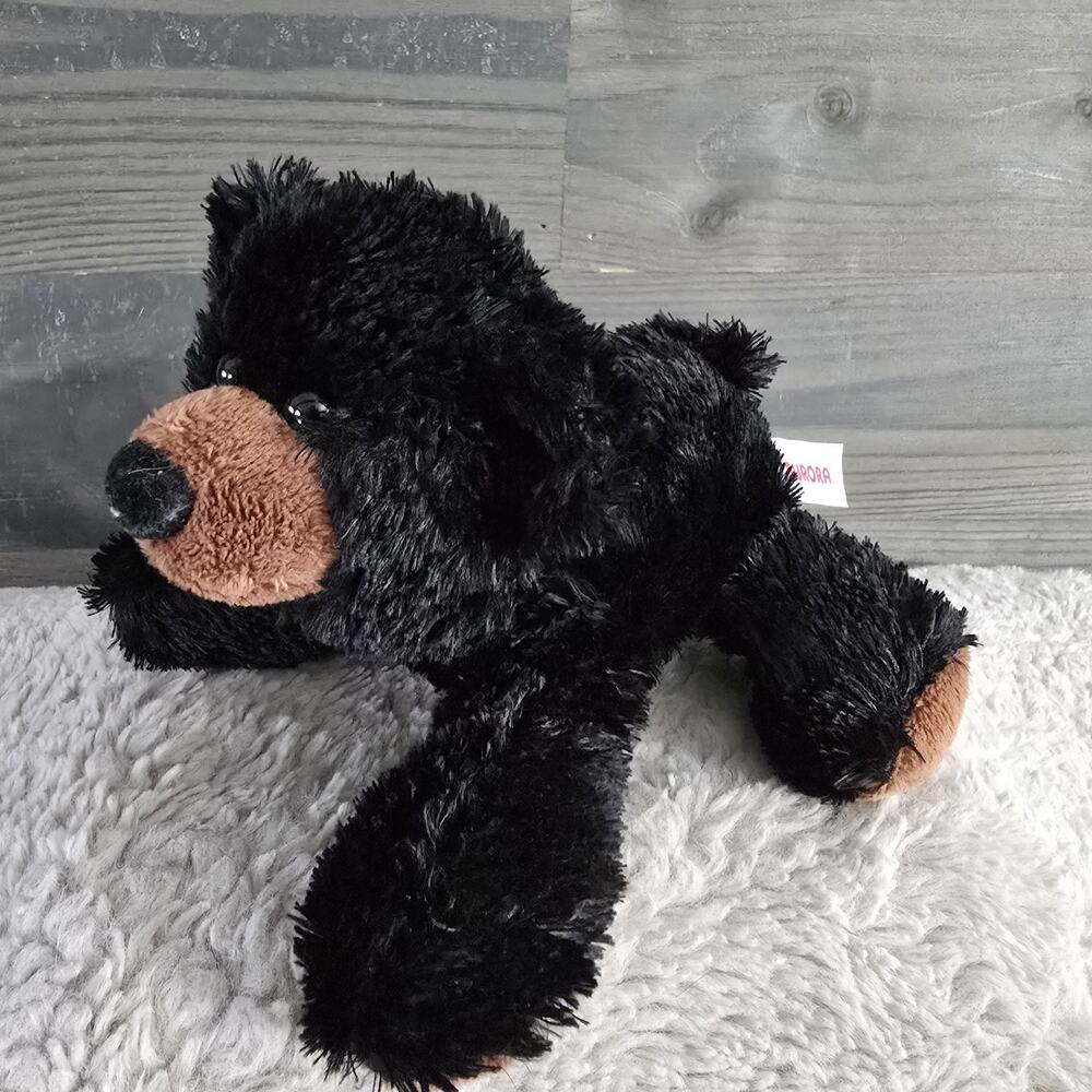 Aurora 8"Plush Stuffed Animal Black Bear Soft Cuddly Toy Clean Lovey Floppy